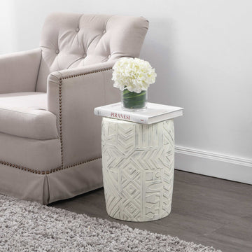 Drornzok 17.75" Geometric Drum Garden Stool - JONATHAN Y